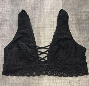 Victoria's Secret lace bralette black strappy front medium thumbnail 1