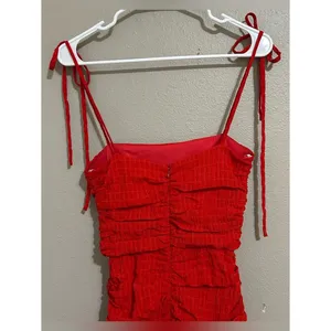 Lovers + Friends Amy Cherry Red Textured Ruched Mini Dress Women’s Size XS thumbnail 8