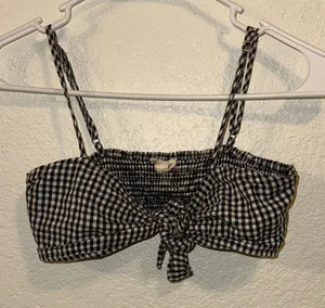 For‎ Love And Lemons Black and White Gingham Crop Top thumbnail 1