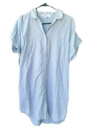 Thread & Supply size M pinstriped Tencel Lyocell button front pockets dress tuni thumbnail 1