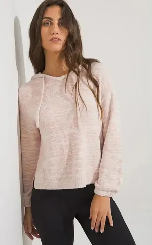 Soma WKND Women's Large Pink‎ Marshmallow Knit Long Sleeve Cropped Hoodie thumbnail 1