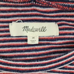 Madewell Long Sleeve Bodysuit Top Crewneck Striped Red Navy White Size M thumbnail 2