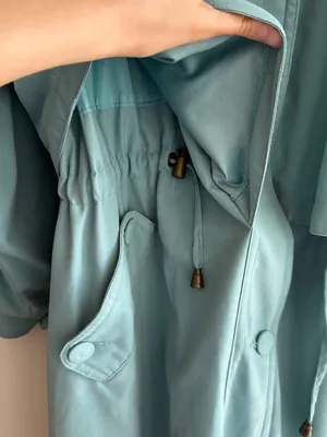 Carina Exclusive Women’s Vintage Turquoise Trench Coat, Size XL thumbnail 7