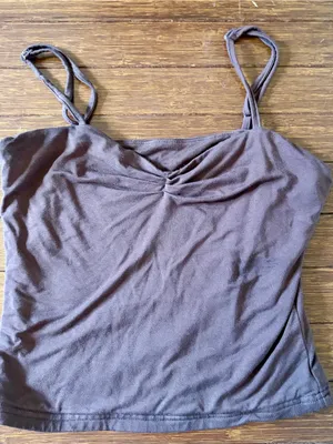 ForeFair Women Y2K Sweetheart Neck Sleeveless Crop Tank Tops size XS Brown thumbnail 2