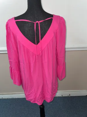 Crown & Ivy Pink Tie Back, Open Back Blouse- Large thumbnail 2