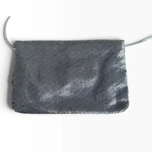 Vintage 80s 90s Black Metal Mesh Bow Evening Bag Shoulder Purse thumbnail 4