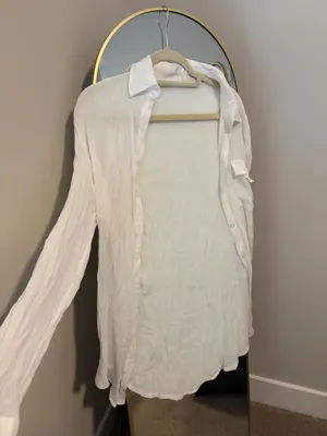 White Long Sleeve Linen Shirt thumbnail 2