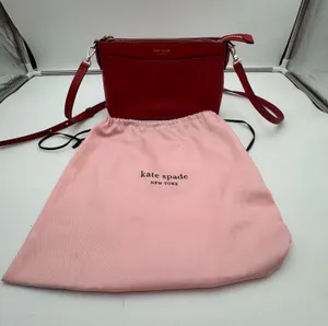 Kate Spade New York Red Pebbled Leather Crossbody Shoulder Bag Purse Dust Bag thumbnail 1