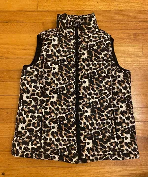 Pink Lily Cheetah Puffer Vest thumbnail 1