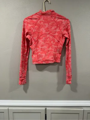 Lululemon it’s Rulu Run Cropped Half Zip Pink Camo thumbnail 6