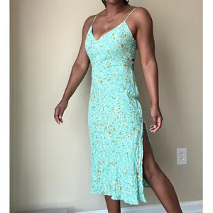 Hello Molly Teal Floral Side Slit Midi Dress US Size 6 thumbnail 3
