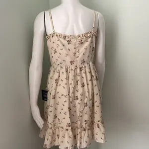 Lulus Romantic Muse Cream Floral Print Tie-Front Ruffled Mini Dress Medium NEW thumbnail 10