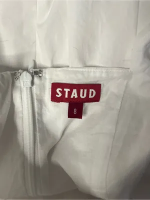 STAUD Laelia Mini Dress White Cotton Lined Puff Sleeves Size 8 thumbnail 11