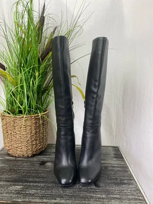 Steve Madden Black Ally Zip Up Knee High Block Heel Square Toe Boots 6.5 thumbnail 4