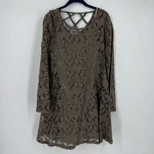 Altar’d State Lace Overlay Olive Green Dress medium‎ thumbnail 7