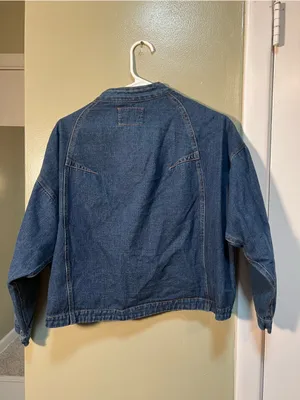 OJH Woman Women's Denim Jean Jacket Wonder Years Embroidered Medium Wash Boxy thumbnail 5