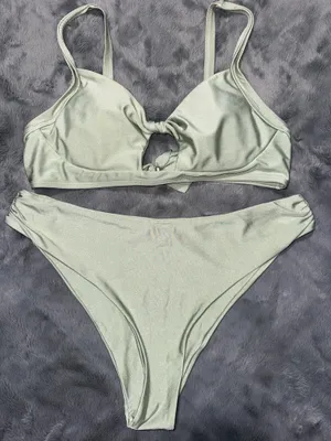 Zaful Green Shimmer Cutout Bikini Set thumbnail 3