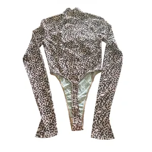 HOUSE OF CB Eleanor Mesh Bodysuit Size Small Brown Leopard Mock Neck Long Sleeve thumbnail 9