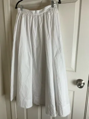 Zara White 100% Cotton Button-Front Midi Skirt with Eyelet Lace Trim - Size S thumbnail 9