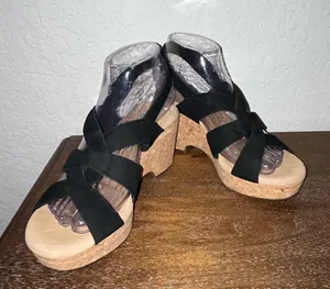 Clarks Collection Self-Attached Sling Back Cork Platform Wedge Sandal Shoes Size 7 thumbnail 9