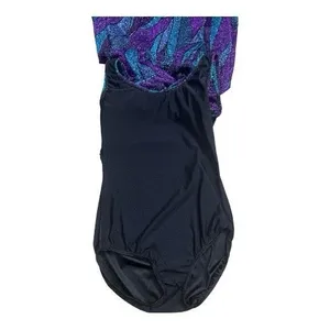 Women Unitard Maxi Dress Size S Ballroom Leotard Split Dress Purple Glitter thumbnail 6