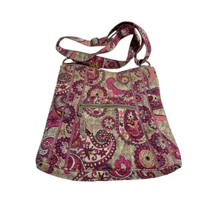 Vera Bradley Crossbody Pink Gray Paisley Medium Pockets Zippered Women's RR-1‎ thumbnail 5