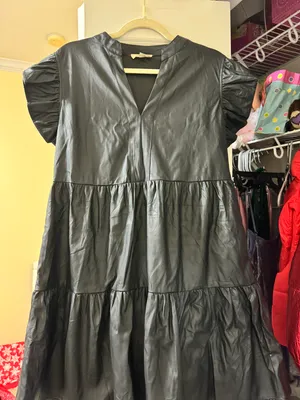 Entro BLACK LEATHER RUFFLE DRESS thumbnail 1