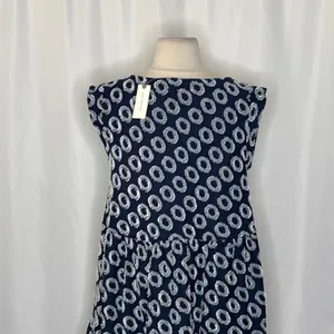 NWT!! Anthropologie MAEVE Lisanne Textured Tunic Tiered Dress Blue White X-Small thumbnail 9