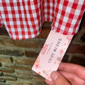 NWT Shein Mod Red Gingham Plaid Bow Lace Crop Tank Top Women's Size 2 XS thumbnail 5