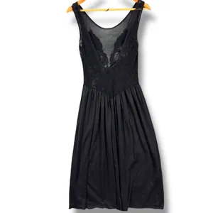 Vintage 80s Victoria's Secret Black Lace V Neck Sheer Bodice Dress Small thumbnail 2