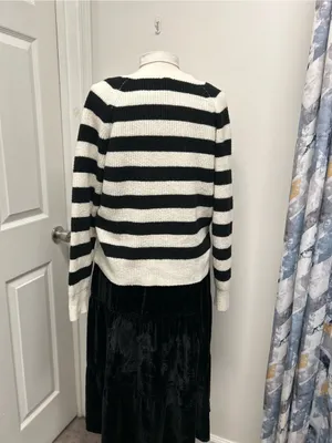 A New Day Black & cream striped cardigan with heart motif thumbnail 3