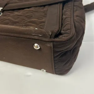 Vera Bradley Brown Quilted Briefcase Messenger Laptop Bag Floral‎ Lining thumbnail 9