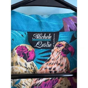 Michele Leslie of California Vintage Tropical Bird Floral Button Down Shirt thumbnail 2