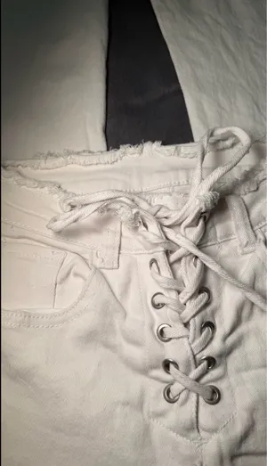 Shein White Lace-Up Flare High-Waisted Front Jeans thumbnail 5