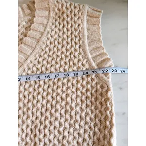Altar'd‎ State Womens Cream Cable Knit V-Neck Sweater Vest High-Low Oversized M thumbnail 7