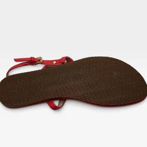 Michael Kors Plate Thong Sandals Red Saffiano Gold Logo Medallion 7.5M RN17A thumbnail 4