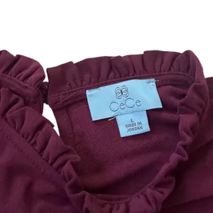 CeCe Women Plum Ruffle Mock Neck Puff Short Sleeve Blouse Top Size L NWT | 0207 thumbnail 3