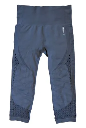 Gymshark Energy+‎ Seamless Cropped Leggings Steel Blue High Waist Womens Size M thumbnail 1