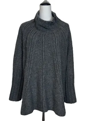Free People Oversized Chunky Turtleneck Sweater Poncho XS/S Alpaca Wool Slits thumbnail 1