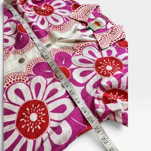 Farm Rio Pink Red Giant Daisy Floral Linen Blend Button Down Shirt Small thumbnail 2