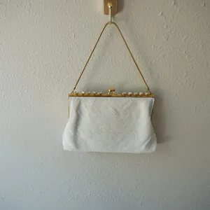 Vintage Bag by Debbie White Seed Bead Aurora Borealis Rhinestone Clutch Japan thumbnail 2