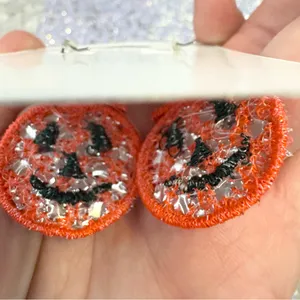 NIP Orange Shimmery Pumpkin Dangle Earrings 🎃 thumbnail 3