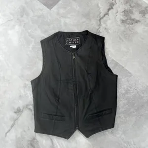 Vintage Leather Limited Vest Black Zipper Closure‎ Women's Size Large L thumbnail 4