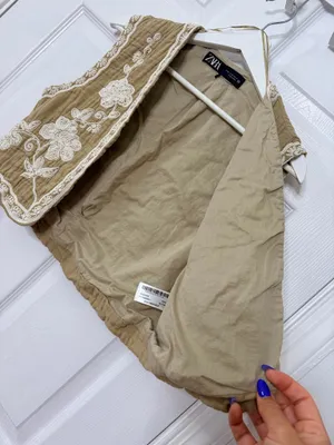 ZARA Embroidered Floral Boho Vest Tan Bohemian Cottagecore Festival Romantic M thumbnail 9