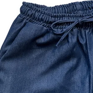 Glassworks London Dark Wash Denim Wide Leg High Rise Pants Drawstring‎ Waist thumbnail 5