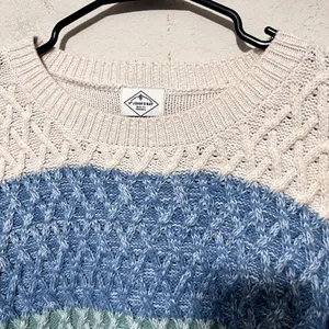 Y2K Cable Knit Sweater Colorblock Oversized Pulllover soft knit Pastel‎ sz L thumbnail 2