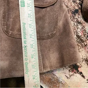 Vintage 70s Suede Leather Belted Mini‎ Trench Jacket Brown 9/10 thumbnail 10