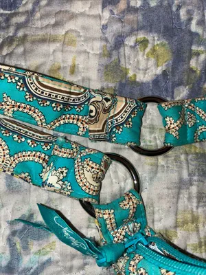 Vera Bradley Totally Turquoise Teal & Brown Tote Bag Shoulder Bag thumbnail 12
