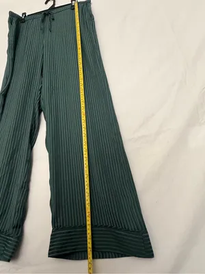 GapBody Satin PJ Pant M Green Stripe Pajama Pants Elastic Drawstring NWT(A911) thumbnail 4