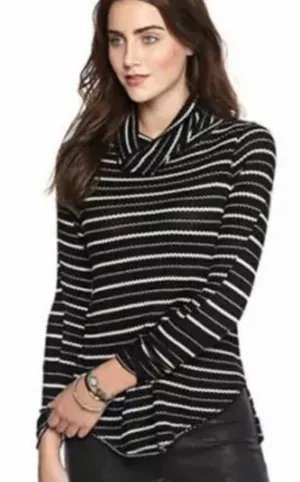We The Free Stripes‎ Drippy Thermal Knit Cowl Neck Sweater S thumbnail 1